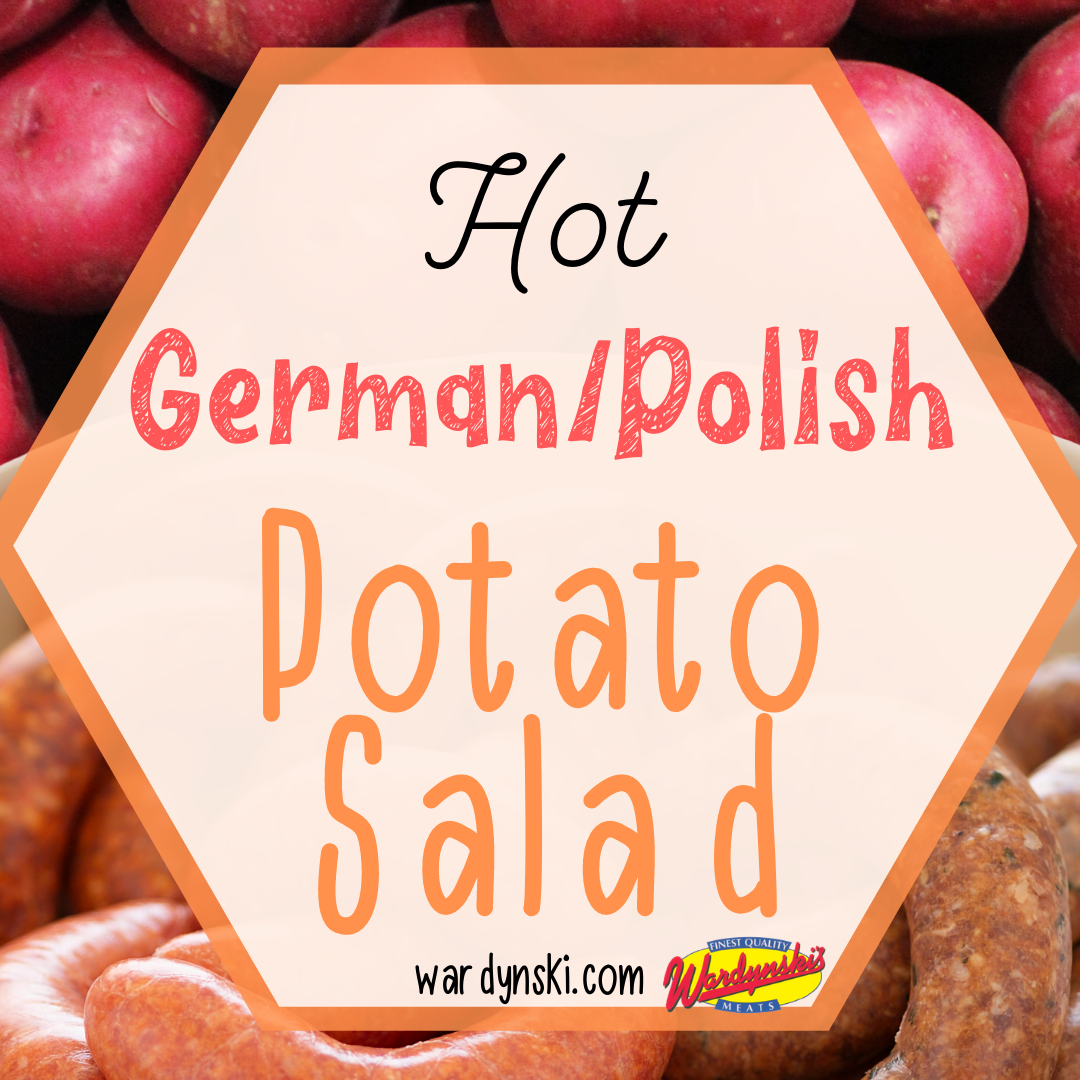 This hot potato salad recipe is a great addition to your menu! #potatosalad #germanpotatosalad #polishpotatosalad #polishsausagerecipes 