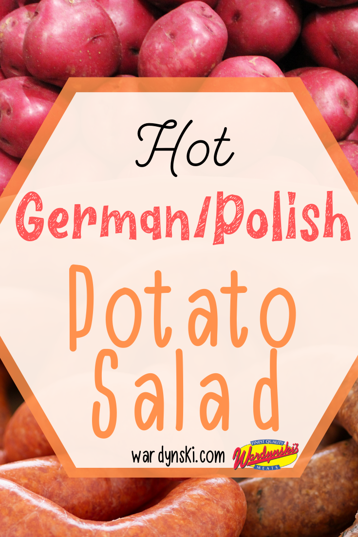 This hot potato salad recipe is a great addition to your menu! #potatosalad #germanpotatosalad #polishpotatosalad #polishsausagerecipes 