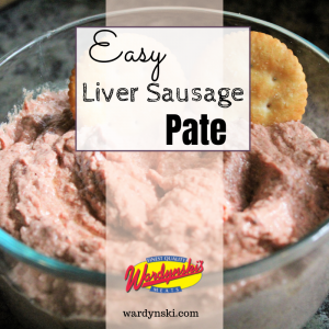 This easy and delicious liver sausage pate is a quick appetizer made in the food processor. #liversausage #pate #liversausageappetizer #appetizerrecipe