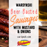 Cook up some beer basted Polish sausages with hot mustard onions! #polishsausage #bratwurst #bbqrecipes